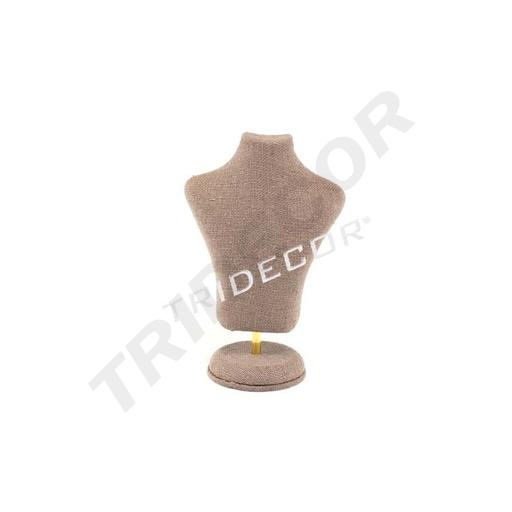 [009647] Brown Linen Bust Shape Jewelry Display