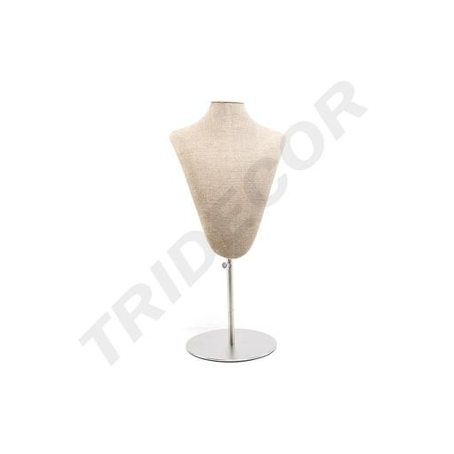 [009110] Adjustable Thick Linen Necklace Display Stand with Steel Base