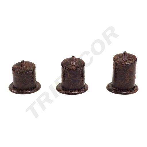 [009416] Brown Leatherette Ring Display Stand 3 Heights