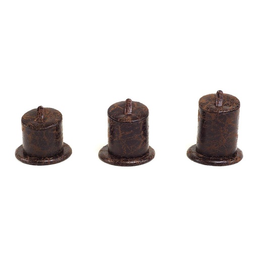 [009416] Brown Leatherette Ring Display Stand 3 Heights