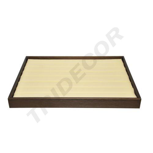 [009877] Yellow Leatherette and Wood Ring Tray