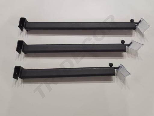 [002197-MG2] 30厘米长方形管用带价格牌的灰色衣架 Percha gris con porta precio para tubo rectangular, 30 cm