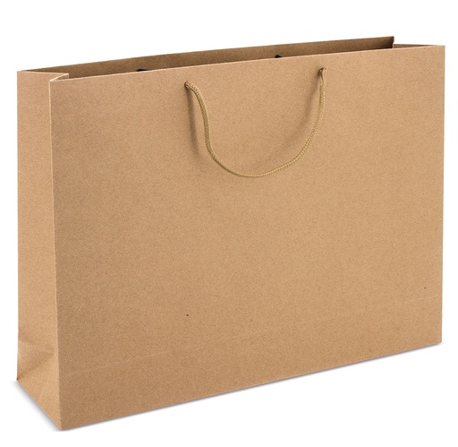 [010300] Bolsas De Papel kraft Asa Cordón 25X9X20 Cm Habana 12 Unidades