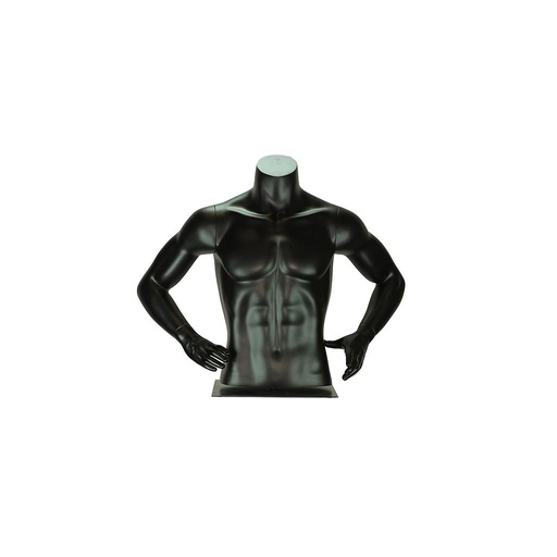 [040845] Adjustable Fiberglass Male Bust in Matte Black