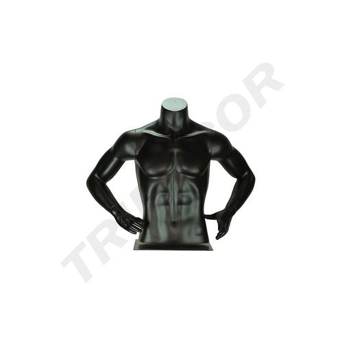 [040845] Busto De Hombre Negro Con Base de Metal Regulable