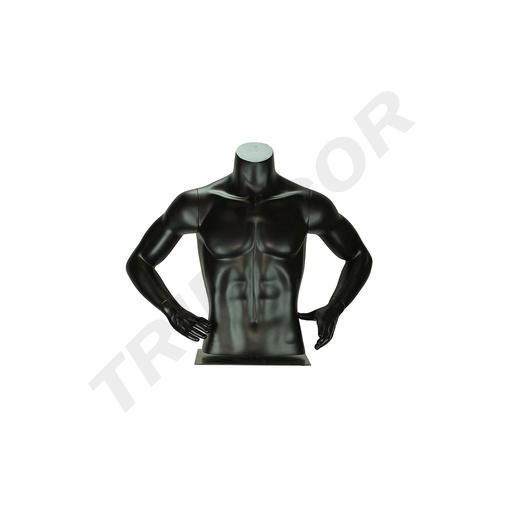 [040845] Busto Masculino Ajustável em Fibra de Vidro Preto Fosco