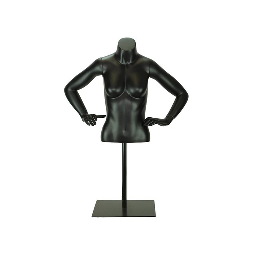 [040844] Black Fiberglass Adjustable Woman Bust