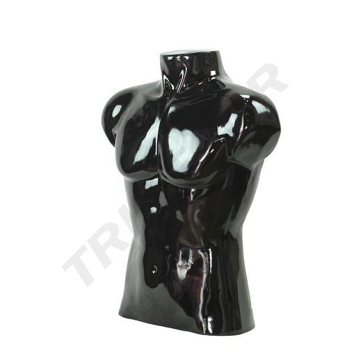 [040302] Busto De Hombre Lacado en Negro Brillo