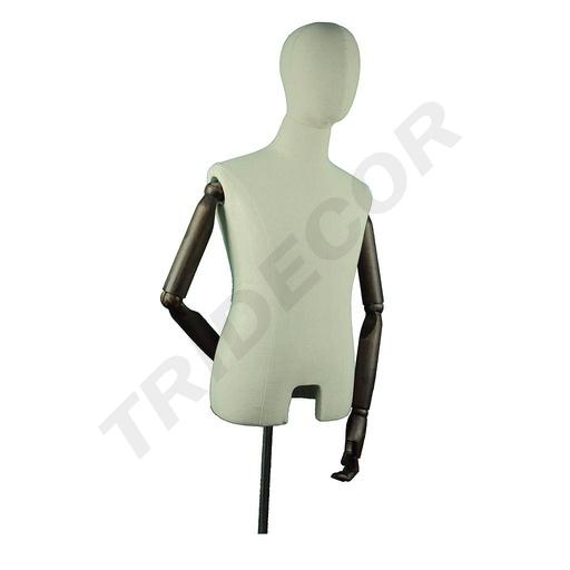 [040381] Bust of man with fabric articulated arms and metal foot