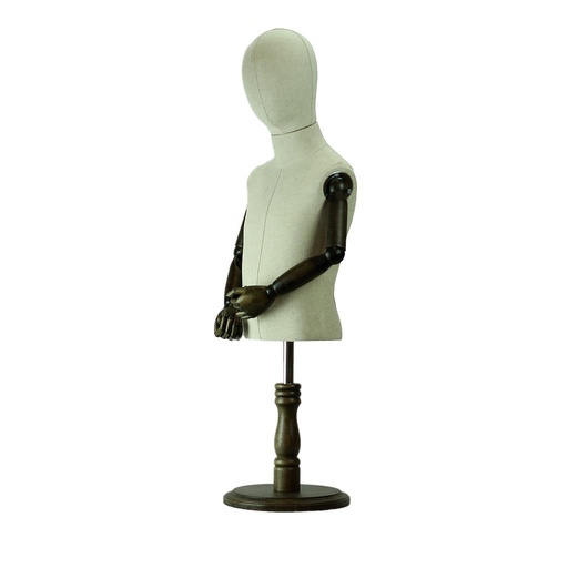 [040770] Adjustable fabric child bust with articulated head and arms