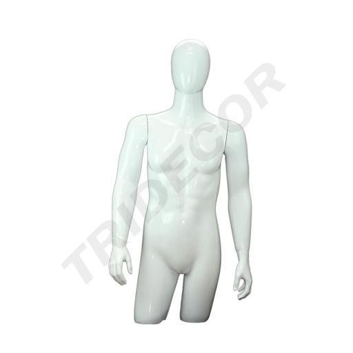 [040590] Busto masculino completo em fibra de vidro lacado a branco