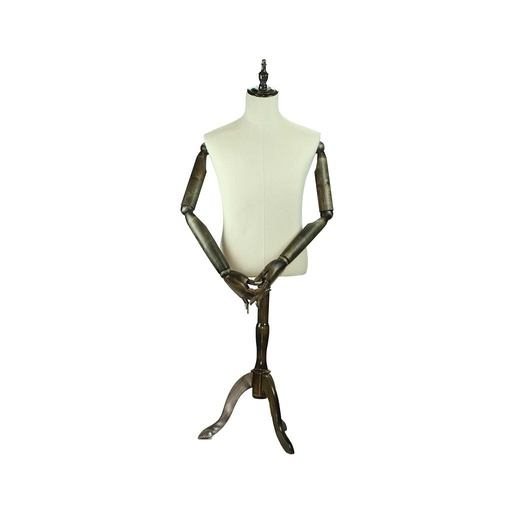 [040387] Busto De Hombre Con Brazos Articulados De Tela Y Bs De Madera