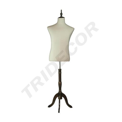[040386] Busto De Hombre En Lino y Madera, Altura Regulable