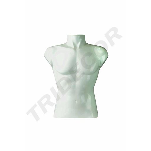 [040802] Glossy White Fiberglass Small Man Bust