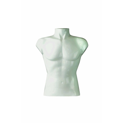 [040802] Glossy White Fiberglass Small Man Bust