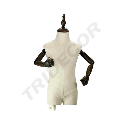 [040380] Maniquí Busto Infantil Articulado, Tela y Madera 8-10 Años