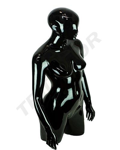 [040342] Buste de femme complet en fibre de verre noir brillant