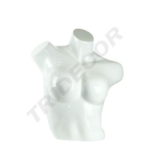[040843] Busto De Mujer Corto Lacado en Blanco Brillo