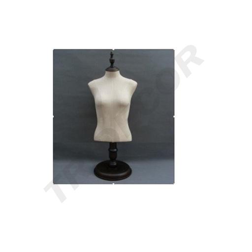 [040769] Busto di donna in lino con base in legno