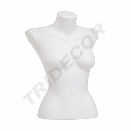 [041012] White plastic half-body bust of a woman
