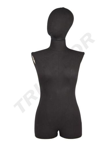 [040074] Woman Bust Without Arms Without Base Black Fabric