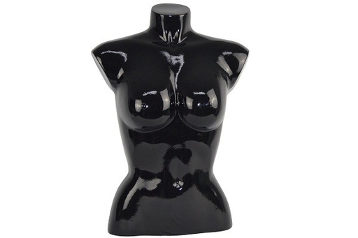 [040300] Busto Corto Brillante Negro Para Mujer