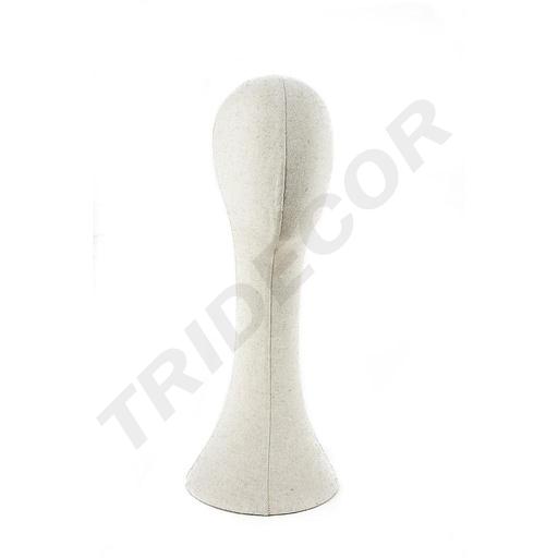 [040632] Tête de femme en tissu de lin beige, circonférence de 52 cm