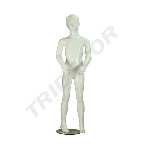 [040594] 男孩模特 白色亮光6-8岁 Maniquí Infantil Fibra de Vídrio Blanco Brillo 8 Años Con Rostro