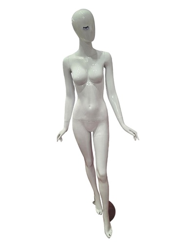 [040830] Maniquí Femenino En Blanco Brillante Sin Rostro Con Pestañas Azules