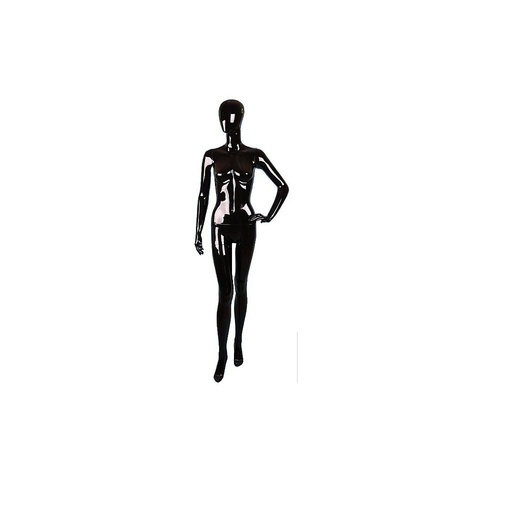 [040779] Mannequin féminin brillant noir sans caractéristiques, avec la main sur la hanche