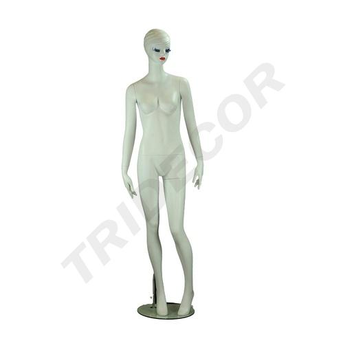 [040835] Maniquí Mujer Blanco Maquillado con Pelo Esculpido