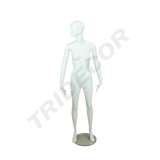 [040781] 白色女全身模特 Maniquí de Mujer Fibra de Vídrio Blanco Mate Con Facciones Simple