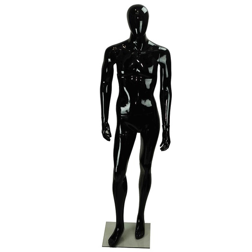 [040604] 男站模特石膏黑色亮光没五官 Maniquí de Hombre Fibra Vídrio Negro Brillo Sin Facciones la deado