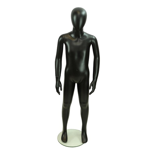 [040745] Maniquí Infantil De Fibra De Vidrio Negro Mate 8-10 Años