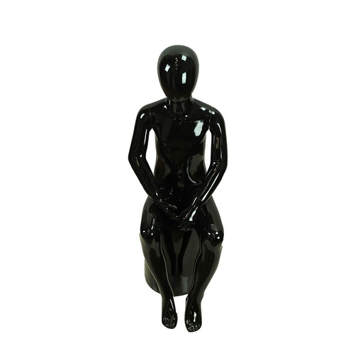 [040855] Mannequin enfant assis laqué noir brillant sans caractéristiques 4-6 ans