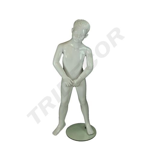 [040593] Mannequin enfant avec visage blanc brillant et cheveux sculptés 3-5 ans