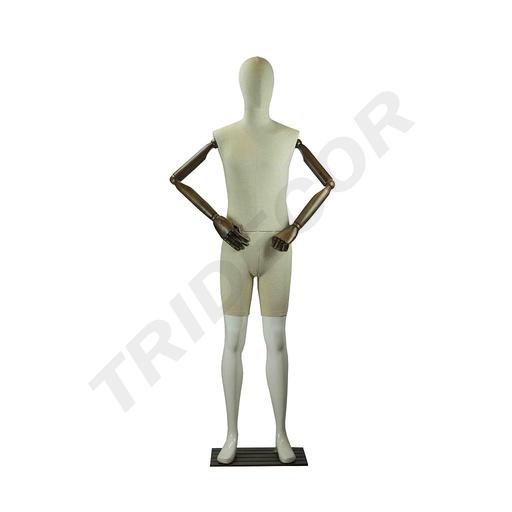 [040876] Manichino in tessuto e bianco lucido con braccia articolate e base scura