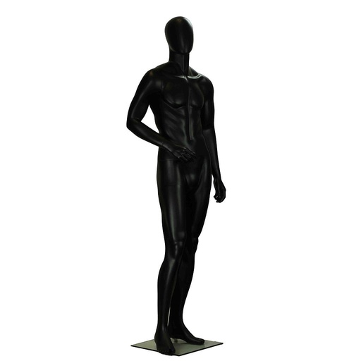 [040730] Matte Black Lacquered Mannequin Without Features Bent Arm
