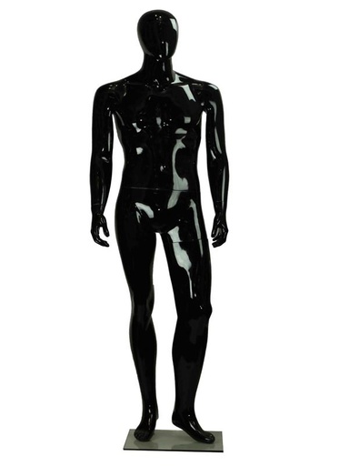 [040358] Mannequin homme laqué noir brillant sans caractéristiques