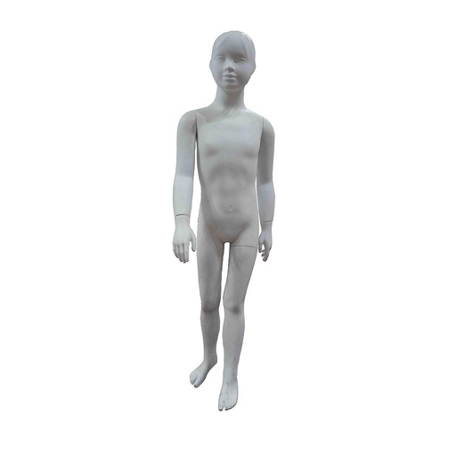 [040305] Kinder-Mannequin mit Gesicht in Mattweiß 6-8 Jahre aus Fiberglas