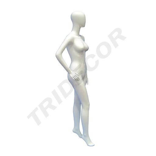 [040197] Mannequin féminin sans caractéristiques en fibre de verre blanc mat