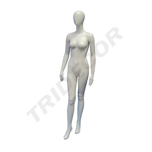 [040195] Manequim feminino em branco fosco sem rosto com o pé para frente