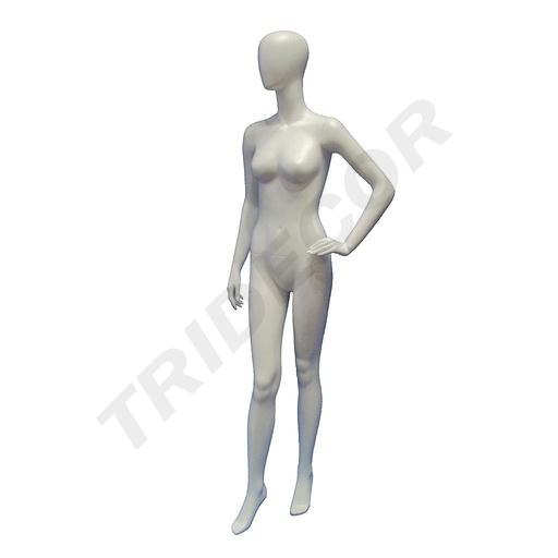 [040196] Female Mannequin in Matte White with Hand on Waist