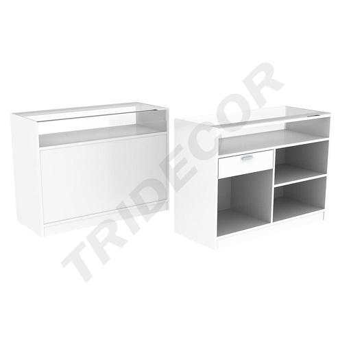 [0270001/120BLANCO] Mostrador con Cristal 120x50x90 cm Color Blanco