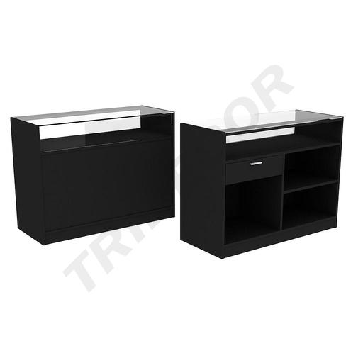 [0270001/120N] Balcão com Vidro 120X50X90 cm Cor Preto