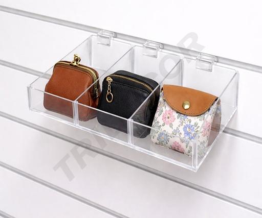 [007702] 卡槽板三格透明亚克力盒Metacrilato 3 Espacios para lama 20X36X5cm 20/caja