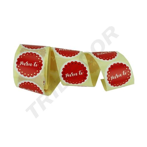 [014064] Autocollant 'pour Vous' Fond Rouge 250 Rouleaux