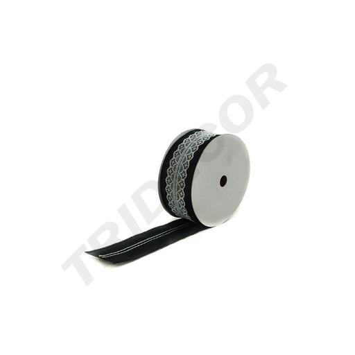 [014839-NG] Black Sackcloth Ribbon with Lace 9m