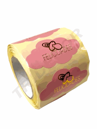[0141046] Etiquetas Adhesivas para Regalo "Felicidades" Color Rosa