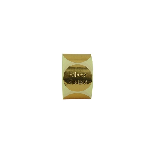 [014061] Autocolante Boas Festas Dourado 4cm 250 Rolos